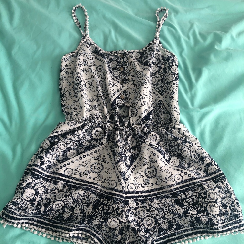 Blue and White Romper
